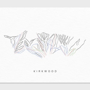 Kirkwood Ski-Resort | Kalifornien | Weg Karte Geschenk Berg Haus Ski Dekor, personalisierte Familien Reise Winter Abenteuer, Kunstdruck
