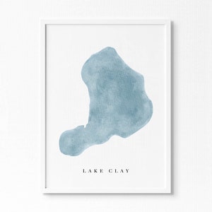 Lake Clay | Lake Placid, FL | Watercolor Lake Map Gift, Lake House Decor, Personalized Art Wedding Gift, Custom Travel Painting, Art Print