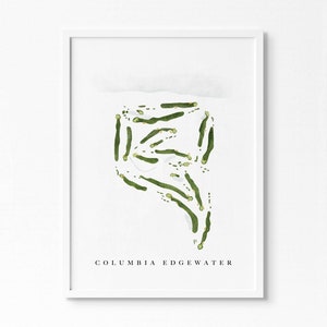 Columbia Edgewater Country Club / Portland, OR / Mappa del campo da golf, regali personalizzati di arte del golf per uomo, decorazione murale, stampa acquerello personalizzata