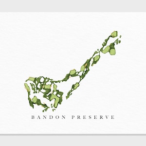 Bandon Preserve | Bandon Dunes, OR | Golf Course Map, Personalized Golf Art Gifts for Men Wall Decor, Custom Watercolor Print