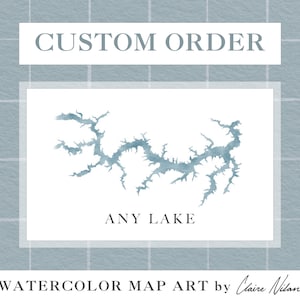 Mapa de lago personalizado / Regalo de lago personalizado para arte de pared, decoración de la casa del lago, recuerdos familiares de aventuras de viaje, impresión artística de acuarela