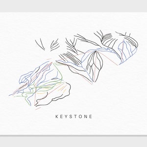 Keystone Ski-Resort | Colorado | Weg Karte Geschenk Berg Haus Ski Dekor, personalisierte Familien Reise Winter Abenteuer, Kunstdruck