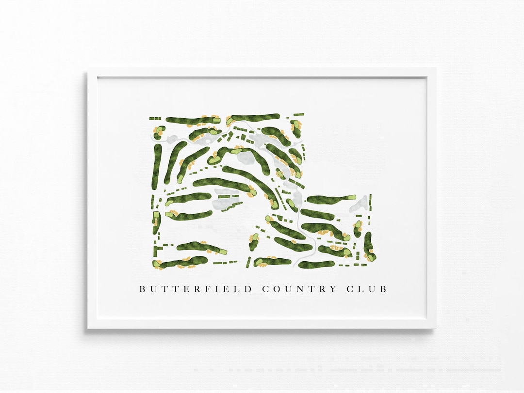 Butterfield Country Club | Oak Brook, IL | Golf Course Map, Personalized Golf Art Gifts for Men Wall Decor, Custom Watercolor Print