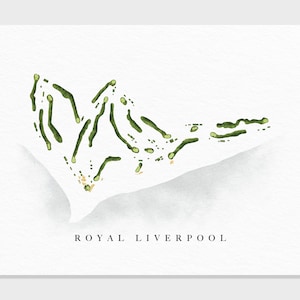 Königliches England Hoylake, England | Golf Platz Karte, Golf Kunst Geschenke für Herren Wanddekoration, Benutzerdefinierte Aquarell Druck