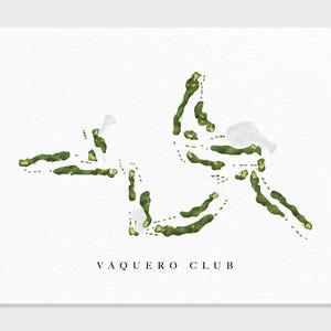 Vaquero Club / Westlake, TX / Mapa del campo de golf, regalos de arte de golf personalizados para hombres, decoración de pared, impresión de acuarela personalizada
