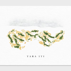 Tara Iti Golf Club | Te Arai, Neuseeland | Mangawhai | Golf Platz Karte, Golf Kunst Geschenke für Männer Wand dekor, Aquarell Druck