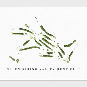 Green Spring Valley Hunt Club | Owings Mills, Maryland | Golfbaankaart, gepersonaliseerde golfkunstcadeaus voor mannen Muurdecoratie, aangepaste aquarelafdruk