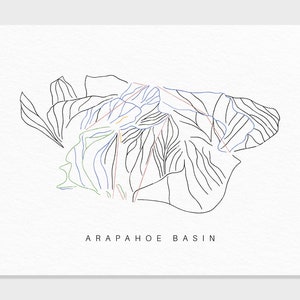Arapahoebecken | Dillon, CO | Wanderkarte Geschenk für Berg Haus Ski Dekor, personalisierte Familienreise Winter Abenteuer, minimalistischer Kunstdruck