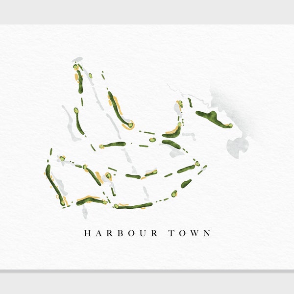 Harbour Town Golf Links | Hilton Head, Sea Pines Plantation | Course Map, Golfer Decor Gift, Course Layout | Watercolor-style Fine Art Print