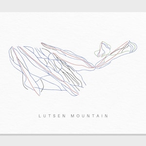 Lutsen Berg | Minnesota | Wanderkarte Geschenk für Berg Haus Ski Dekor, personalisierte Familienreise Winter Abenteuer, minimalistischer Kunstdruck