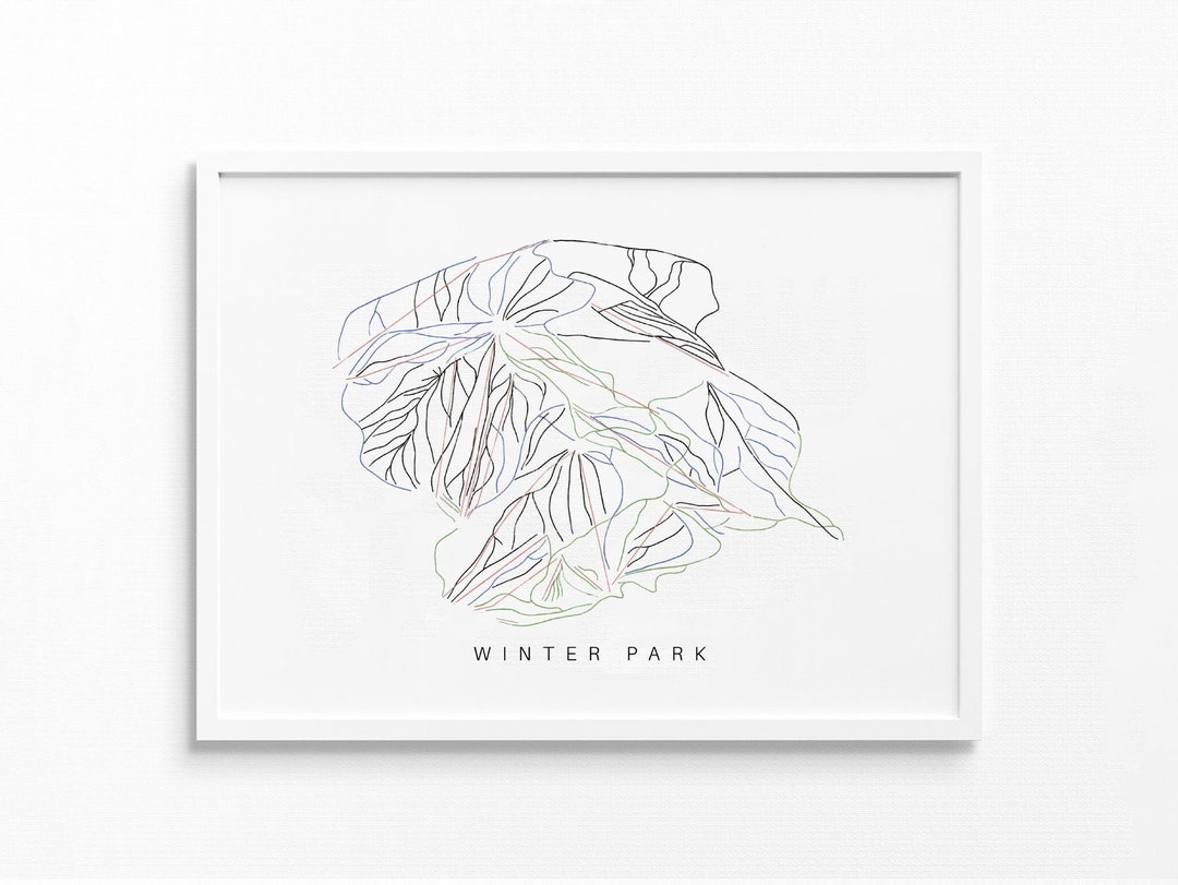 Winter Park Colorado Trail Map, Ski Decor Gift, Ski Slopes, Mountain