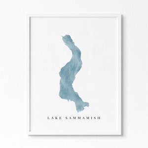 Sammamish See | Washington | Wasserfarbe See Karte Geschenk, See Haus Dekor, personalisierte Kunst Hochzeitsgeschenk, benutzerdefinierte Reise Malerei, Kunstdruck