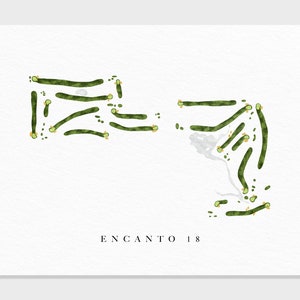 Encanto 18 | Phoenix, Arizona | Carte du parcours de golf, cadeaux d'art de golf personnalisés pour homme, décoration murale, impression aquarelle personnalisée