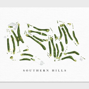 Southern Hills Country Club / Tulsa, OK / Mappa del campo da golf, regali personalizzati di arte del golf per uomo, decorazione da parete, stampa acquerello personalizzata