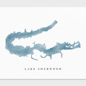 Lac Sherwood | Wisconsin | Cadeau de carte aquarelle de lac, décoration de maison de lac, cadeau de mariage artistique personnalisé, peinture de voyage personnalisée, impression d'art