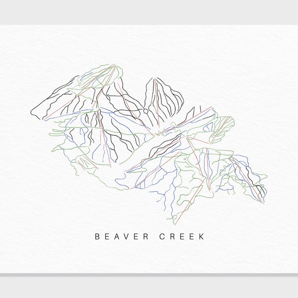 Beaver Creek | Colorado | Trail Map Gift for Mountain House Ski Decor, Personalized Family Travel Winter Adventure, Minimalist Art Print