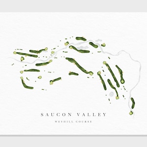 Saucon Valley, Weyhill Course | Bethlehem/Allentown, Pennsylvania | Golfbaankaart, cadeau golferdecoratie, baanindeling | Afdruk in aquarelstijl