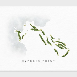 Cypress Point Club | Pebble Beach, Kalifornien | Golplatz Map, Golf Gemälde, Golf Geschenk, Golf Platz Layout | Aquarell Style Fine Art Druck