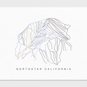 Nordstern Kalifornien | Lake Tahoe, CA | Weg Karte Geschenk Berg Haus Ski Dekor, personalisierte Familien Reise Winter Abenteuer, Kunstdruck