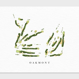 Oakmont Country Club / Oakmont, PA / Mapa del campo de golf, regalos de arte de golf personalizados para hombres, decoración de pared, impresión de acuarela personalizada