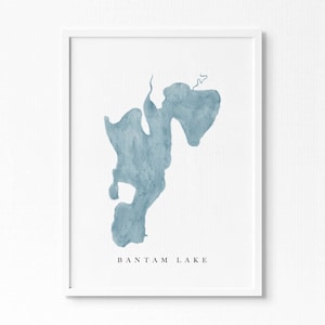 Krielmeer | Connecticut | Cadeau aquarel kaart meer, decor meerhuis, gepersonaliseerde kunst huwelijkscadeau, aangepaste reisschildering, kunstafdruk