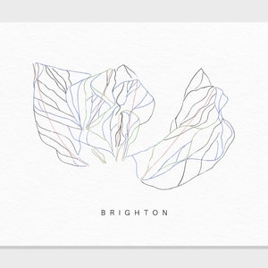 Brighton Ski Kurort | Utah | Wanderkarte Geschenk für Berg Haus Ski Dekor, personalisierte Familienreise Winter Abenteuer, minimalistischer Kunstdruck