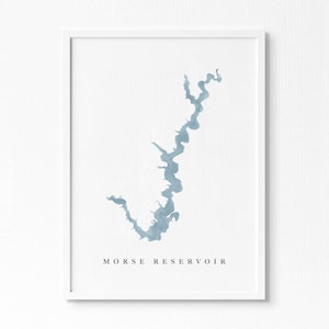 Réservoir Morse | Indiana | Cadeau de carte aquarelle de lac, décoration de maison de lac, cadeau de mariage artistique personnalisé, peinture de voyage personnalisée, impression d'art