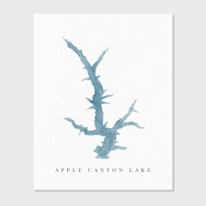 Apfel Canyonsee | illium | Wasserfarbe See Karte Geschenk, See Haus Dekor, personalisierte Kunst Hochzeitsgeschenk, benutzerdefinierte Reise Malerei, Kunstdruck