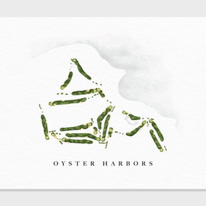 Oyster Häfen Club | Cape Cod, MA | Golf Platz Karte, Golf Kunst Geschenke für Herren Wanddekoration, Benutzerdefinierte Aquarell Druck