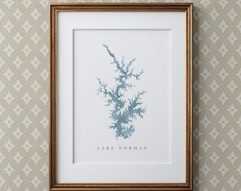 Lake Norman | North Carolina | Watercolor Lake Map Gift, Lake House Decor, Personalized Art Wedding Gift, Custom Travel Painting, Art Print
