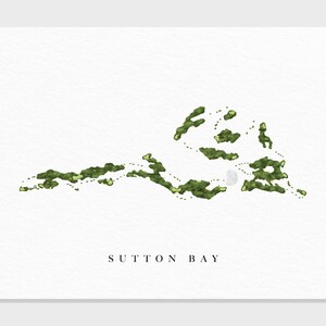 Sutton Bay | Agar ,SD | Golf Platz Karte, Golf Kunst Geschenke für Herren Wanddekoration, Benutzerdefinierte Aquarell Druck