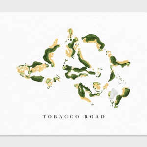 Tabaksroute | Sanford, NC | Golfbaankaart, gepersonaliseerde golfkunstcadeaus voor mannen Muurdecoratie, aangepaste aquarelafdruk