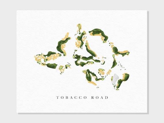 tobacco road golf logo Tobacco Road | Sanford, NC | Golf Course Map, Personalized Golf Art Gifts  for Men Wall Decor, Custom Watercolor Print
