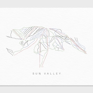 Skiresort Sun Valley | Bald Mountain, ID | Cadeau parcourskaart Mountain House Ski-decor, gepersonaliseerd familiereizen winteravontuur, kunstafdruk