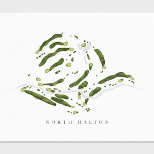 De club in North Halton | Georgetown, Ontario | Golfbaankaart, gepersonaliseerde golfkunstcadeaus voor mannen Muurdecoratie, aangepaste aquarelafdruk
