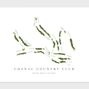 Parcours repaire des ours au Chenal Country Club | Little Rock, AR | Carte du parcours de golf, cadeau déco de golfeur pour lui, mise en page de la carte de score | Impression d'art
