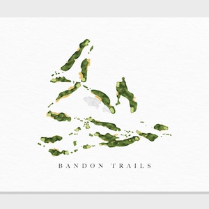 Bandon-paden | Bandon Dunes Golf Resort, Oregon | Golfbaankaart, gepersonaliseerde golfkunstcadeaus voor mannen Muurdecoratie, aangepaste aquarelafdruk