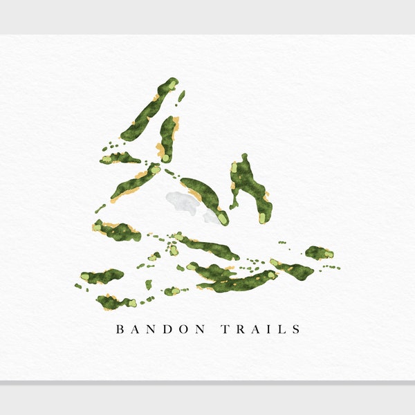 Bandon Trails | Bandon Dunes Golf Resort, Oregon | Golf Course Map, Personalized Golf Art Gifts for Men Wall Decor, Custom Watercolor Print