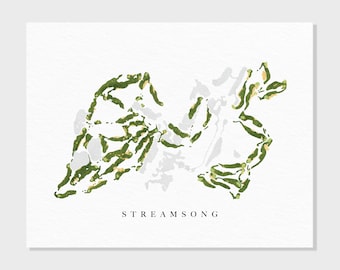 Streamsong Golf Resort | Bowling Green, FL | Golf Course Map, Personalized Golf Art Gifts for Men Wall Decor, Custom Watercolor Print