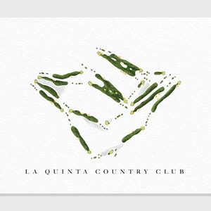 La Quinta Country Club / La Quinta, CA / Mappa del campo da golf, regali personalizzati di arte del golf per uomo, decorazioni murali, stampa acquerello personalizzata