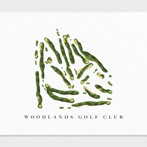 Woodlands Golf Club | Victoria, Austrália | Mapa do campo de golfe, presentes de arte de golfe personalizados para decoração de parede masculina, impressão de aquarela personalizada