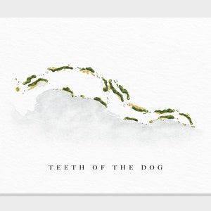 Tanden van de hond | Casa de Campo, Dominicaanse Republiek | Golfbaankaart, golferdecor cadeau voor hem, scorekaartlay-out | Kunstafdruk