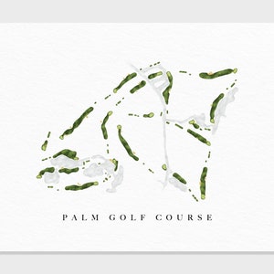 Palmen-Golfplatz | Ornamente, FL | Golf Platz Karte, Golf Kunst Geschenke für Herren Wanddekoration, Benutzerdefinierte Aquarell Druck
