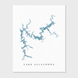 Lake Allatoona | Georgia | Watercolor Lake Map Gift, Lake House Decor, Personalized Art Wedding Gift, Custom Travel Painting, Art Print