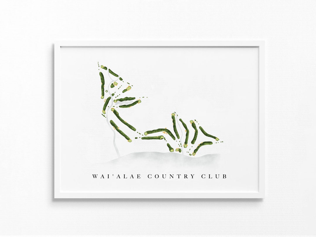 Wai'alae Country Club Honolulu, Hawaii Golf Course Map, Golfer Decor