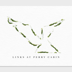 Links bij Perry Cabin | St. Michaels, Maryland | Golfbaankaart, gepersonaliseerde golfkunstcadeaus voor mannen Muurdecoratie, aangepaste aquarelafdruk