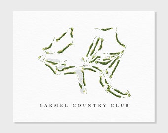 Carmel Country Club | Charlotte, NC | Golf Course Map, Personalized Golf Art Gifts for Men Wall Decor, Custom Watercolor Print