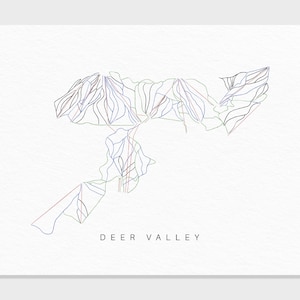 Hertenvallei | Park City, UT | Routekaart cadeau voor berghuis skidecor, gepersonaliseerd familiereizen winteravontuur, minimalistische kunstafdruk