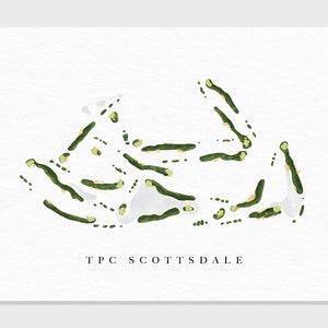 PTC Scottsdale | Phoenix, Arizona | Carte du parcours de golf, cadeaux d'art de golf personnalisés pour homme, décoration murale, impression aquarelle personnalisée