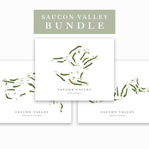 Saucon Valley-bundel | Weyhill, Grace en Old Course | Set van 3 aquarelkleuren golfbaankaartafdrukken INGELIJSTE